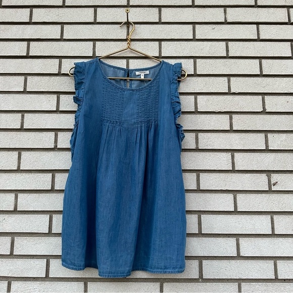NWT Maurice’s Chambray Pleated Flutter Sleeve Tank Top - Picture 2 of 11